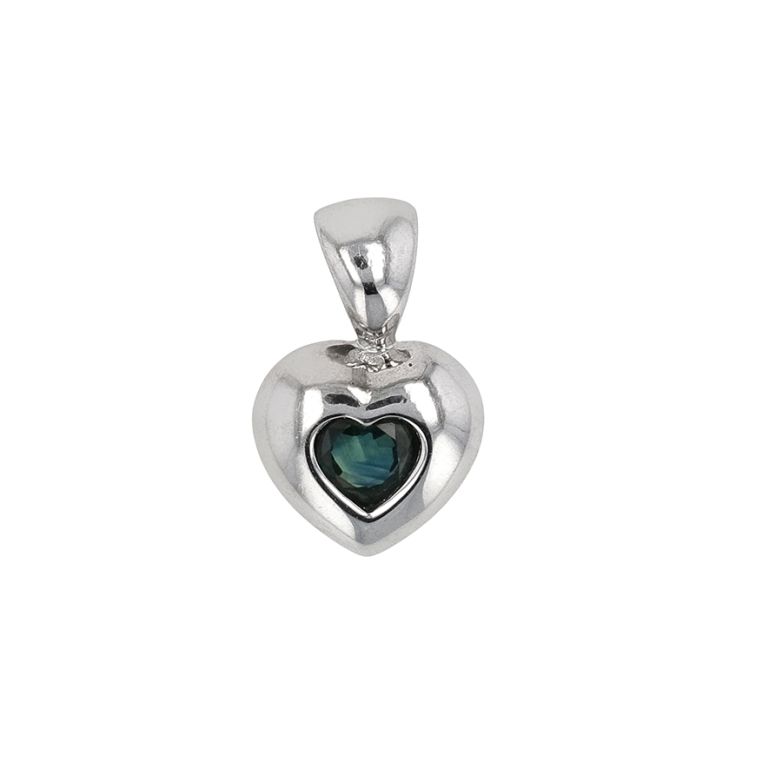 Pendentif coeur saphir 0.22 carat or blanc 0.83g Comme neuf -  reconditionné disponible sur Gemme Les Bijoux